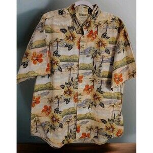 Crossings Hawaiian Men’s Size XXLT Print Button Down Shirt Tropical Pocket
